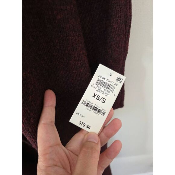 State of Day Intimates Knit Long Open Cardigan Size Small Burgundy NEW - Picture 4 of 6